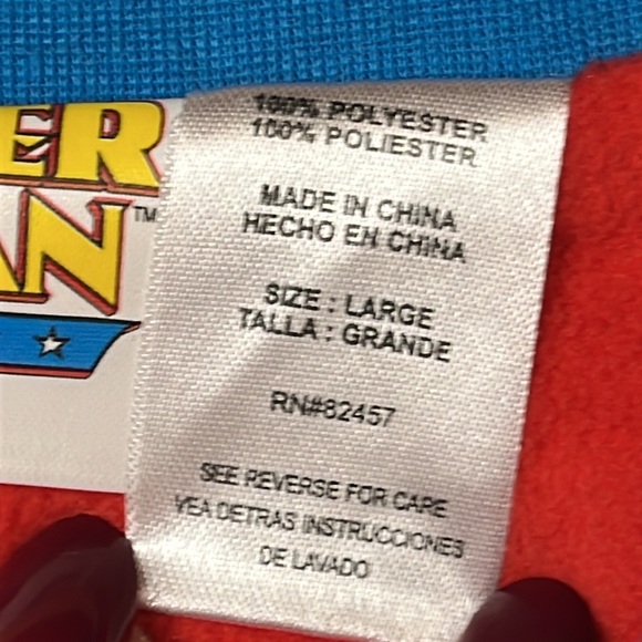 Wonder Woman RED fleece one piece body suit zip up Onesie PJS footed costume Lg - Picture 10 of 16